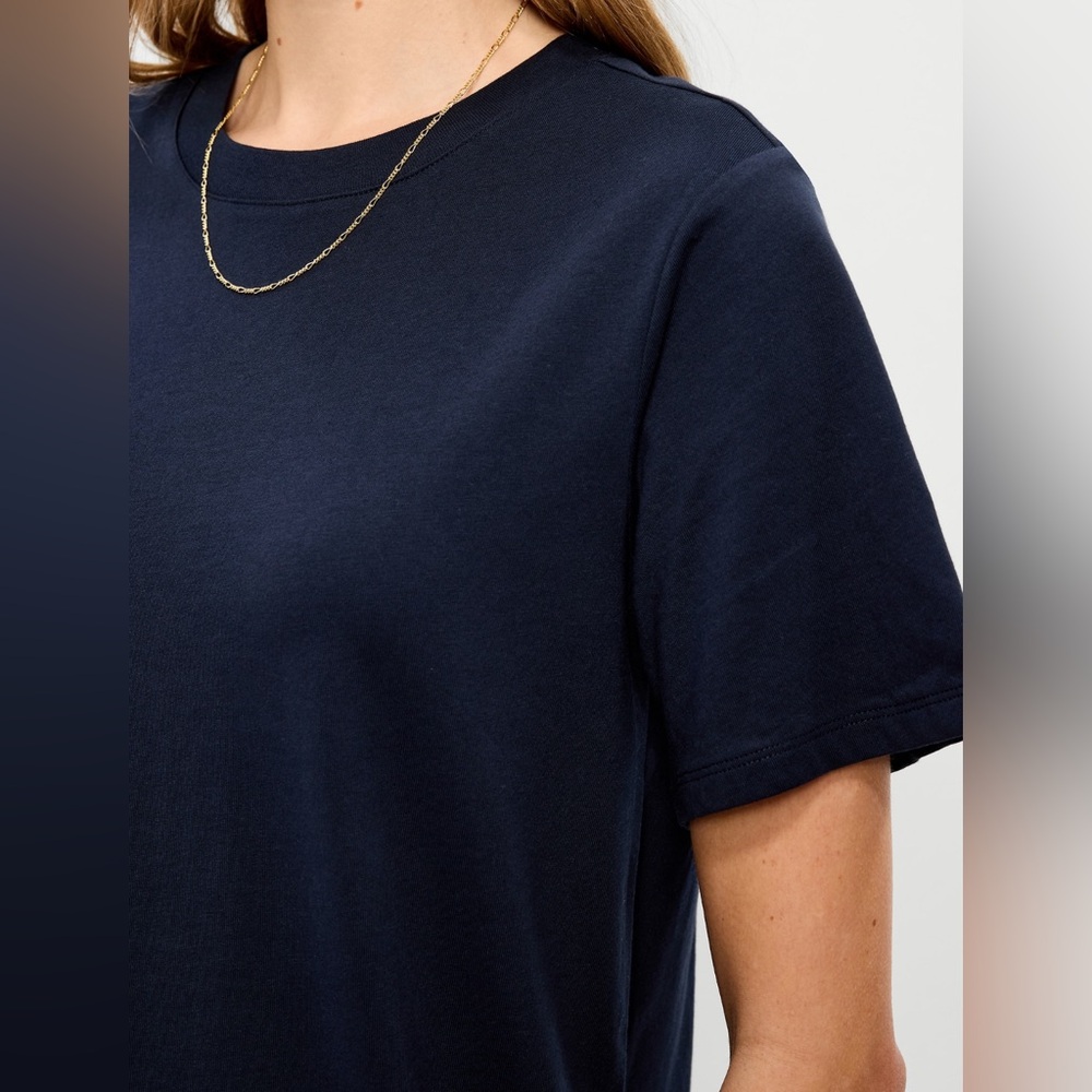 🆕 Old Navy Women's Vintage Crew-Neck Mini T-Shirt Dress Navy Blue M 8-10 Tall - Picture 4 of 14
